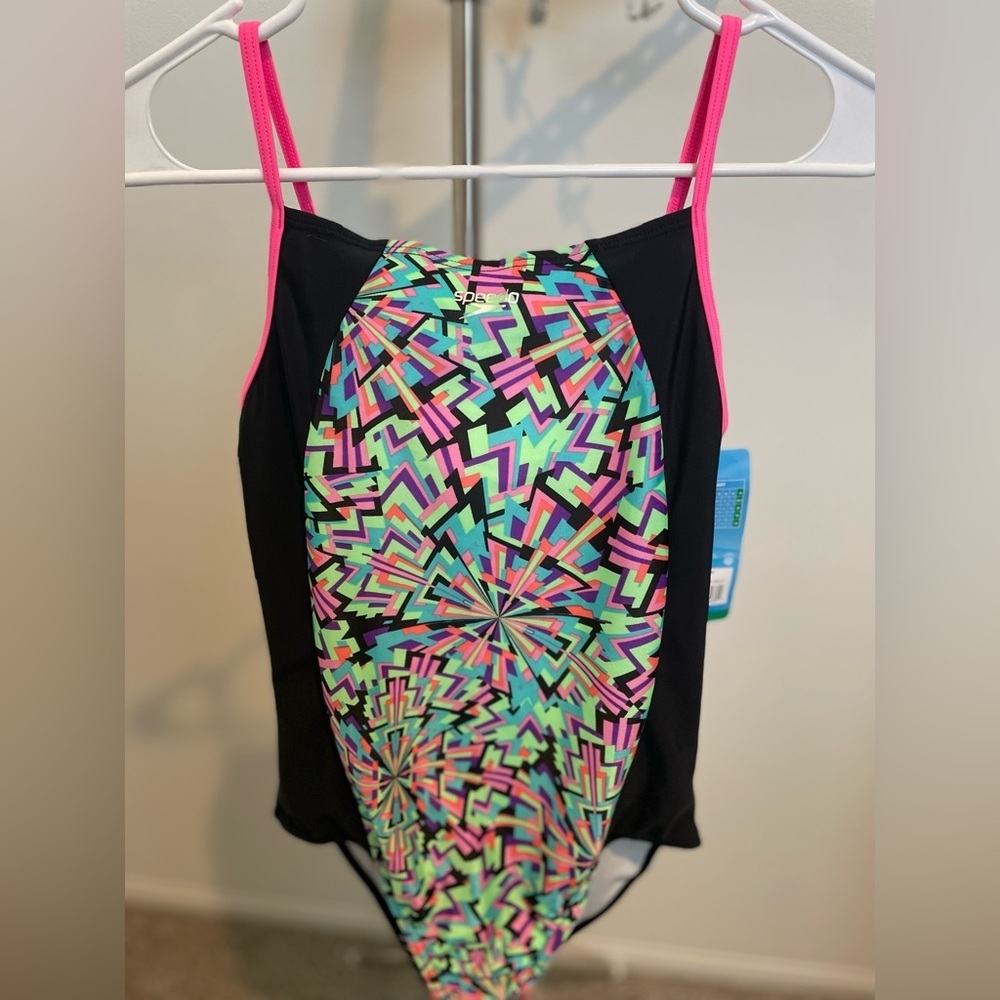 Girls Speedo XL Swimsuit with Pink Trim